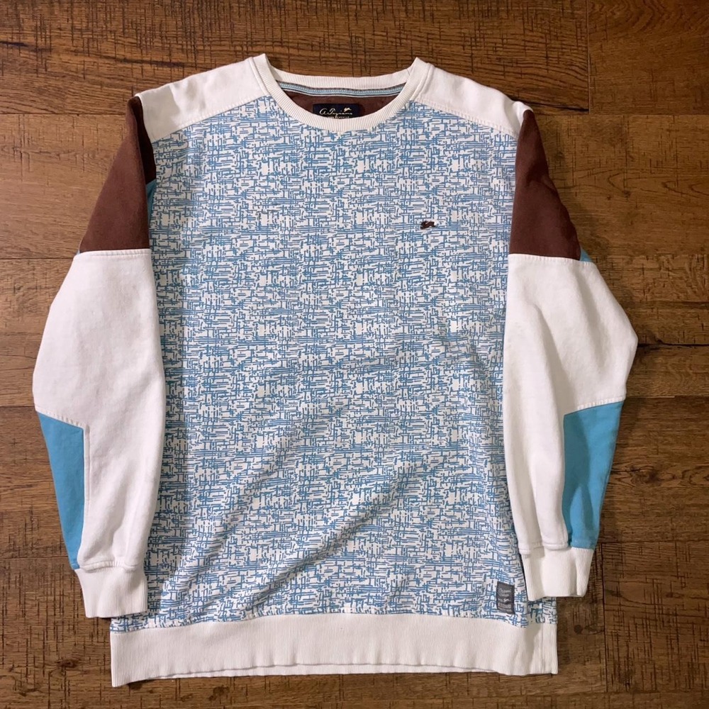 A. Tiziano Sweatshirt Mens XXL Blue Urban Skater Y2K Patterned Colorblock